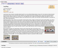 Detail for a single product.  Comments and Ratings have been enabled, and an image has been embedded using the advanced editor.