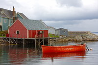 A lobsterman's boat tied up in Peggy's Cove